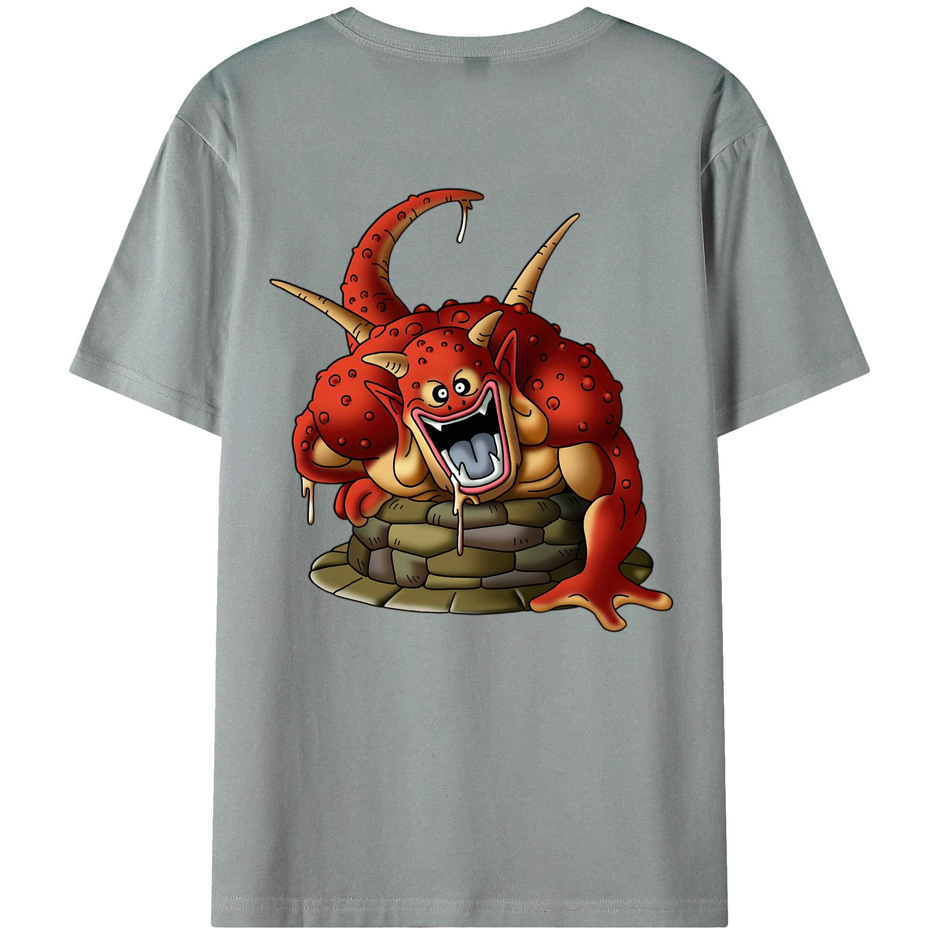 （画像用） ドラゴンクエスト Doragon Kuesuto Dragon Quest 綿100％ メンズ半袖Tシャツ（バックプリント） 通気性